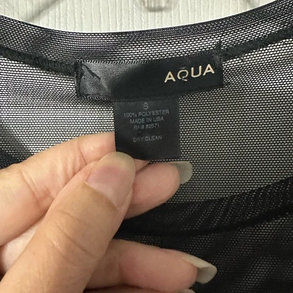 Aqua Black Velvet Party/Cocktail Dress with Sheer Sleeves - Picture 13 of 13